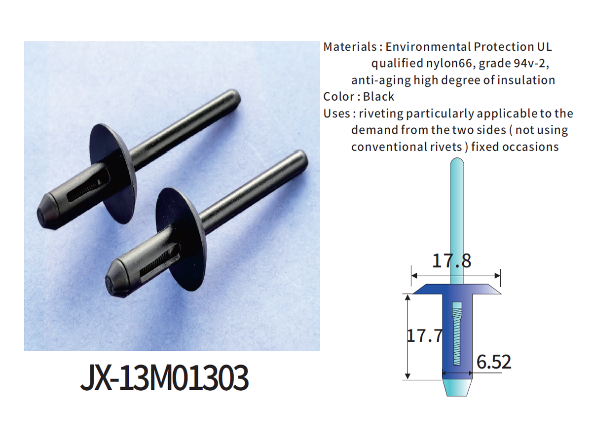 Remache ciego de plástico general JX-13M01303 para automoción Remache ciego de plástico general JX-13M01303 para automoción