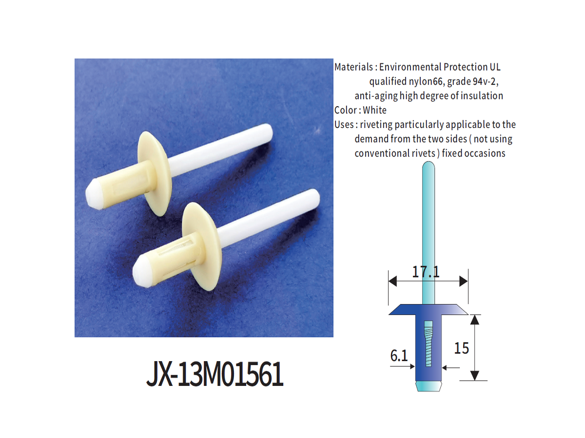 Remache ciego de plástico general JX-13M01561 para automoción Remache ciego de plástico general JX-13M01561 para automoción