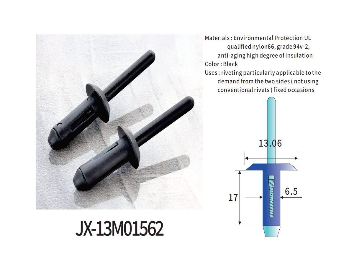 Remache ciego de plástico general JX-13M01562 para automoción