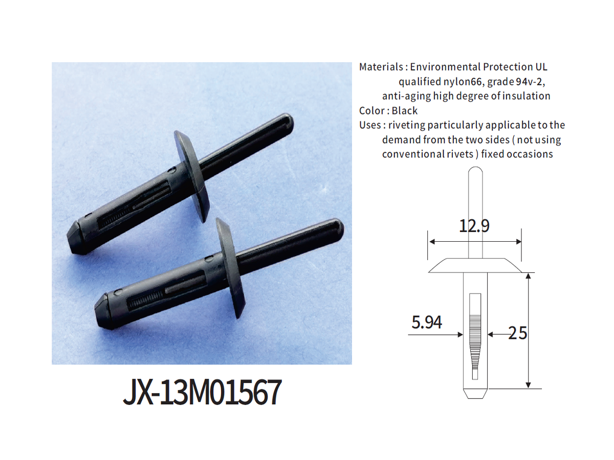 Remache ciego de plástico general JX-13M01567 para automoción