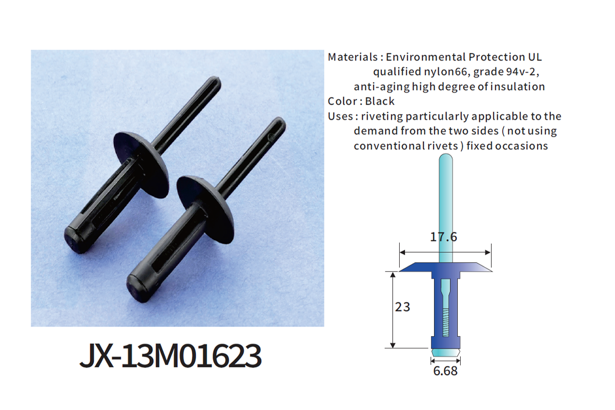 JX-13M01623 Remaches ciegos de plástico general para automoción JX-13M01623 Remaches ciegos de plástico general para automoción