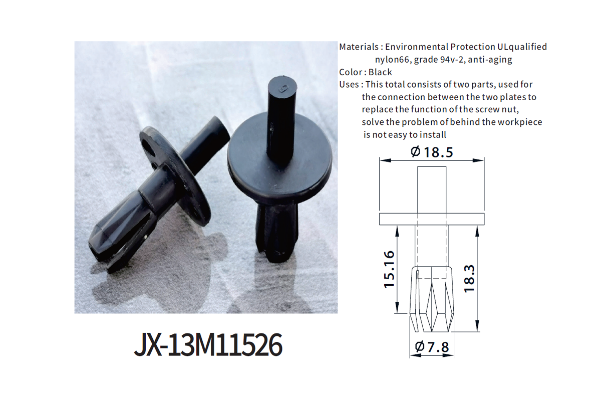 Remaches ciegos plásticos generales JX-13M11526 para automoción