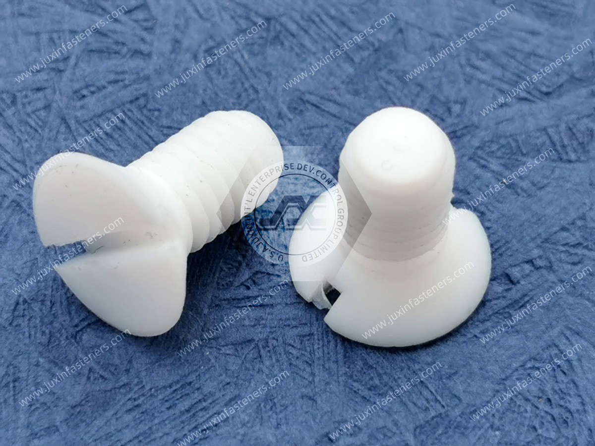 Tornillos métricos de cabeza plana ranurada de PTFE Tornillos métricos de cabeza plana ranurada de PTFE