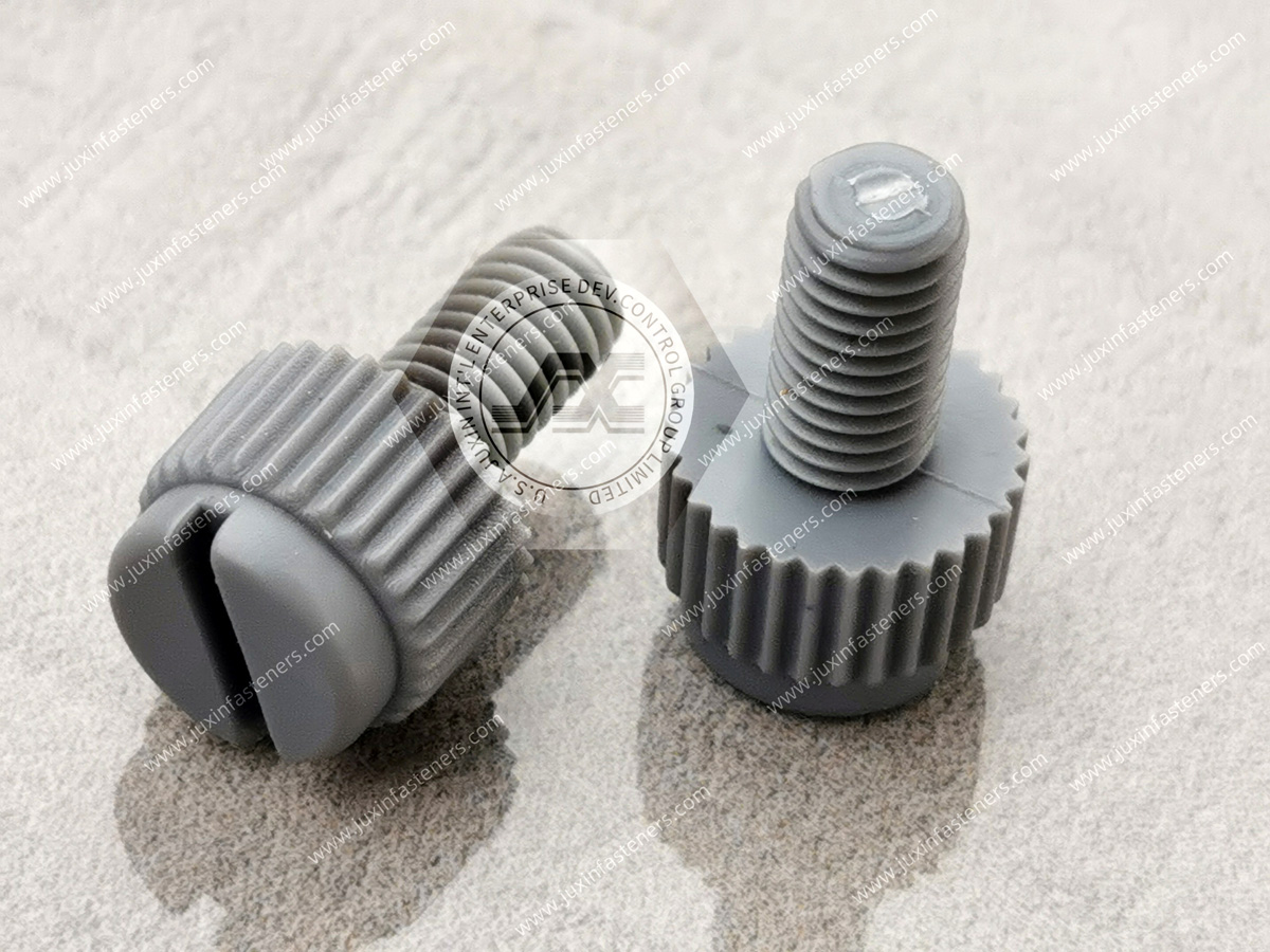 Tornillos de mariposa con cabeza elevada de nailon gris
