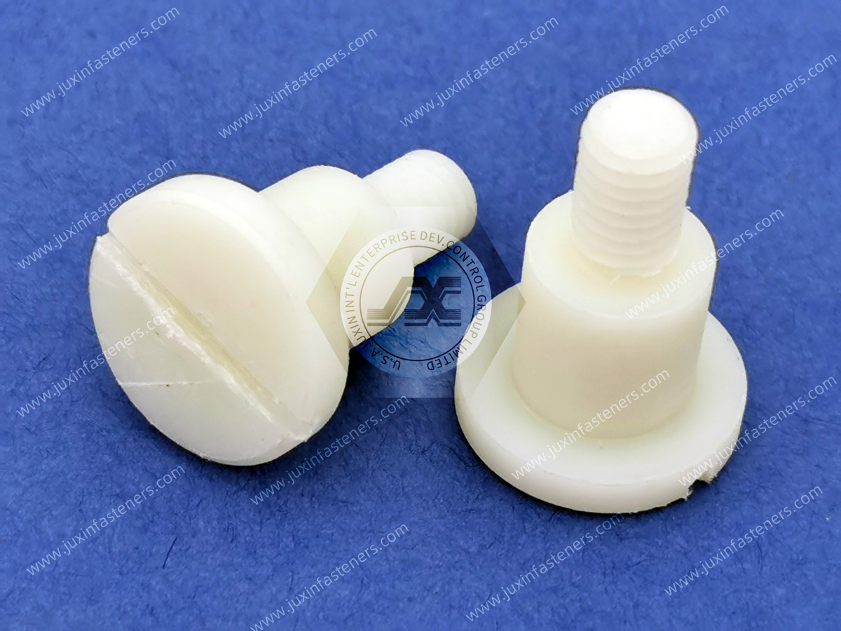 Tornillos de nailon de cabeza plana ranurada con hombro Tornillos de nailon de cabeza plana ranurada con hombro