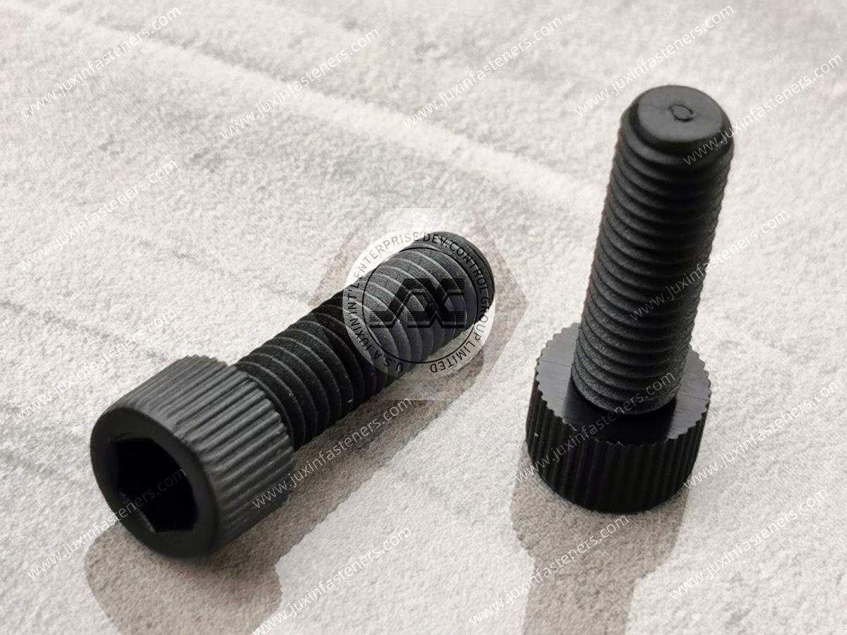 Tornillos de cabeza hueca Nylon66 negros con cabeza moleteada Tornillos de cabeza hueca Nylon66 negros con cabeza moleteada