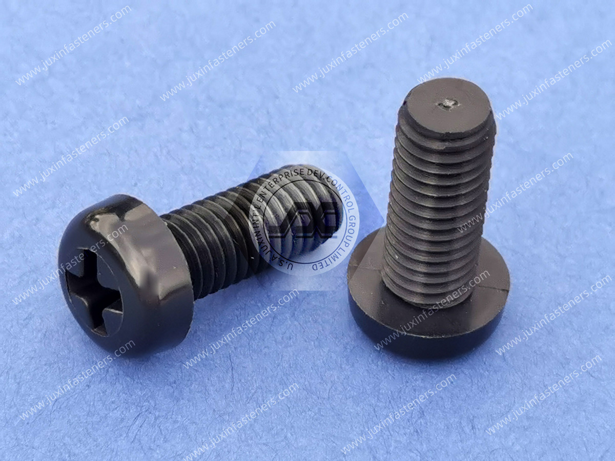 Tornillos Phillips de cabeza plana de nailon negro Tornillos Phillips de cabeza plana de nailon negro