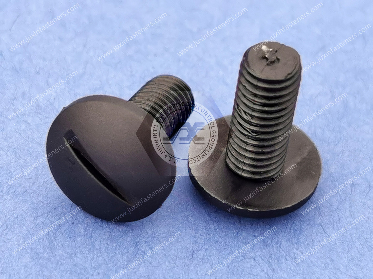 Tornillos ranurados de cabeza plana de nailon negro Tornillos ranurados de cabeza plana de nailon negro