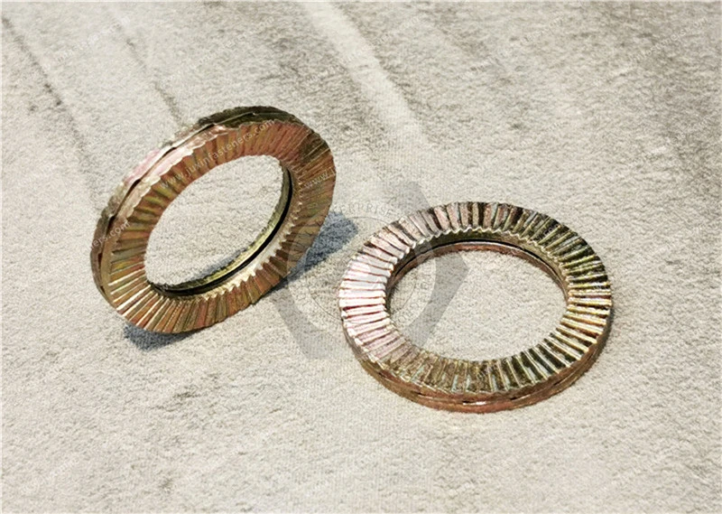 Arandelas de seguridad de cu&ntilde;a de acero con resorte y arandela autoblocante de doble pliegue (acero/acero inoxidable)