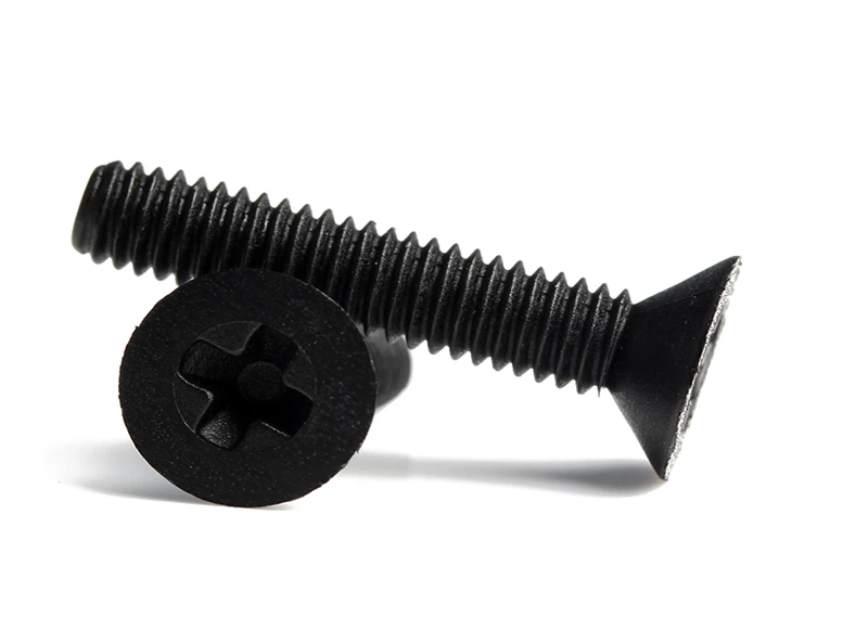 Tornillos de cabeza plana Phillips de nailon negro