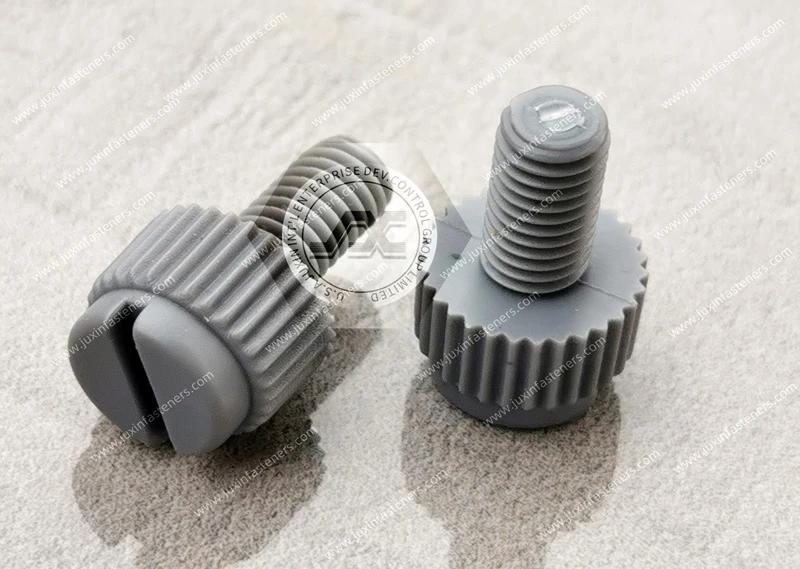 Tornillos de mariposa con cabeza elevada de nailon gris