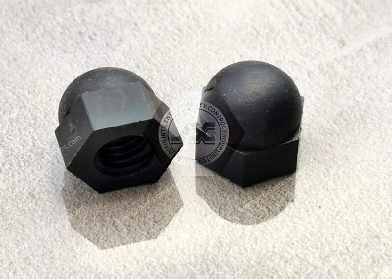 Tuercas ciegas de nailon negro de pl&aacute;stico m&eacute;trico
