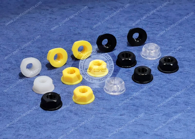 Tuercas con brida hexagonal de nailon 66 m&eacute;trico