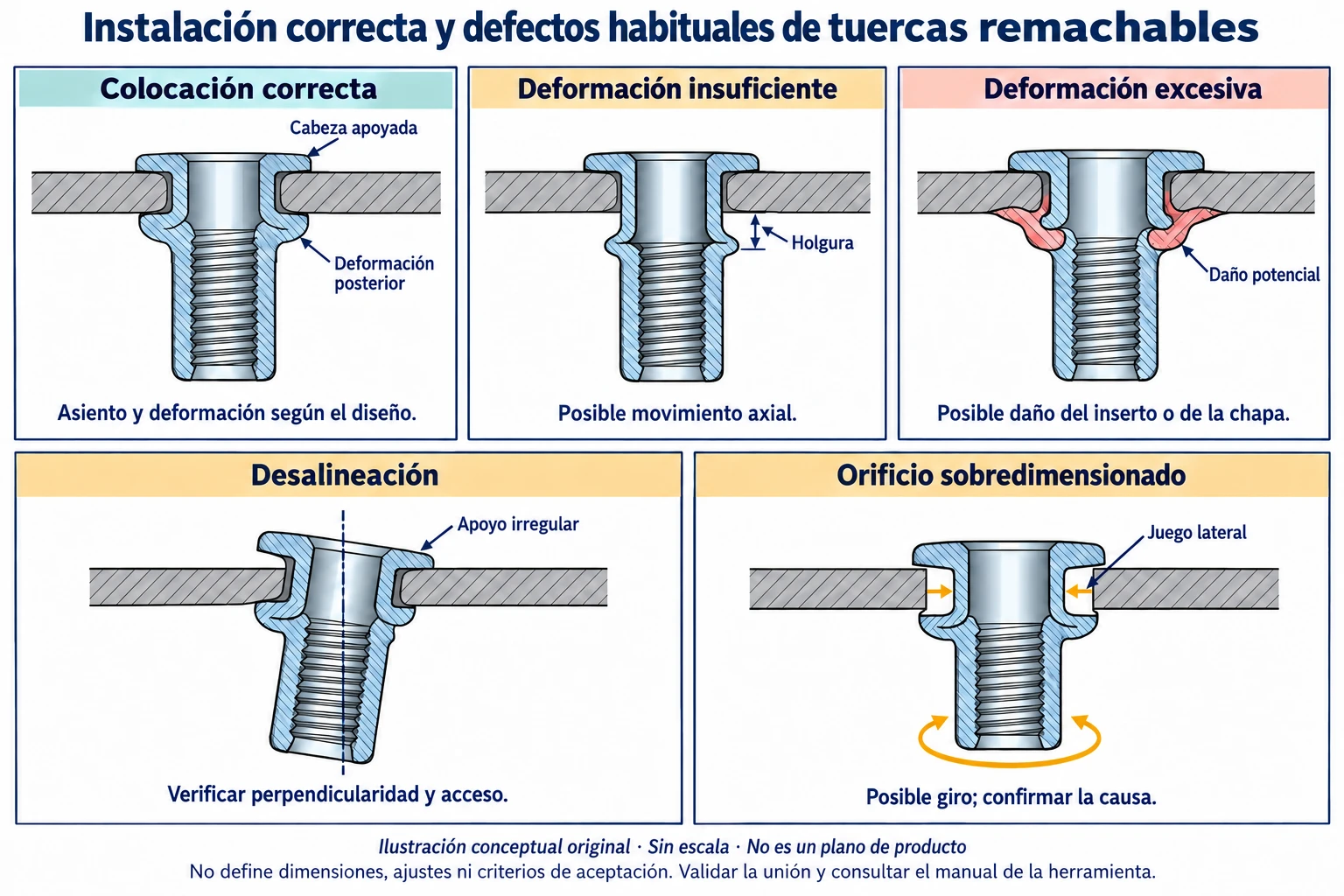 Fallos de instalaci&oacute;n de tuercas remachables: causas, prevenci&oacute;n y control de calidad para fabricantes OEM